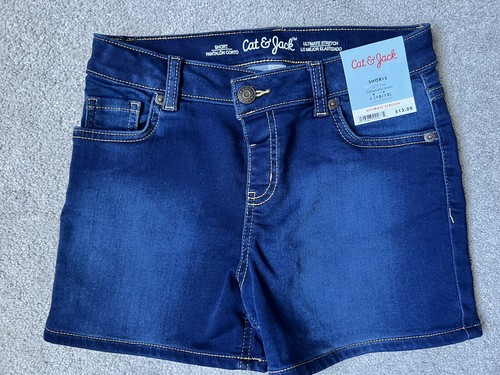 Cat & Jack Girls Mid Shorts Jeans Blue Size L(10-12) Adjustable Waist Stretch  - Picture 2 of 7