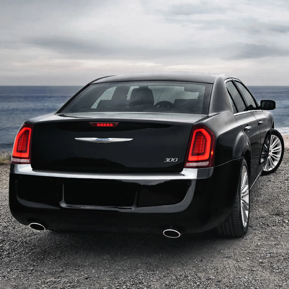 一对 VLAND 适用于 2011 - 2014 年克莱斯勒 300 红色全 LED 尾灯带动画 — 第 3/4 张图片