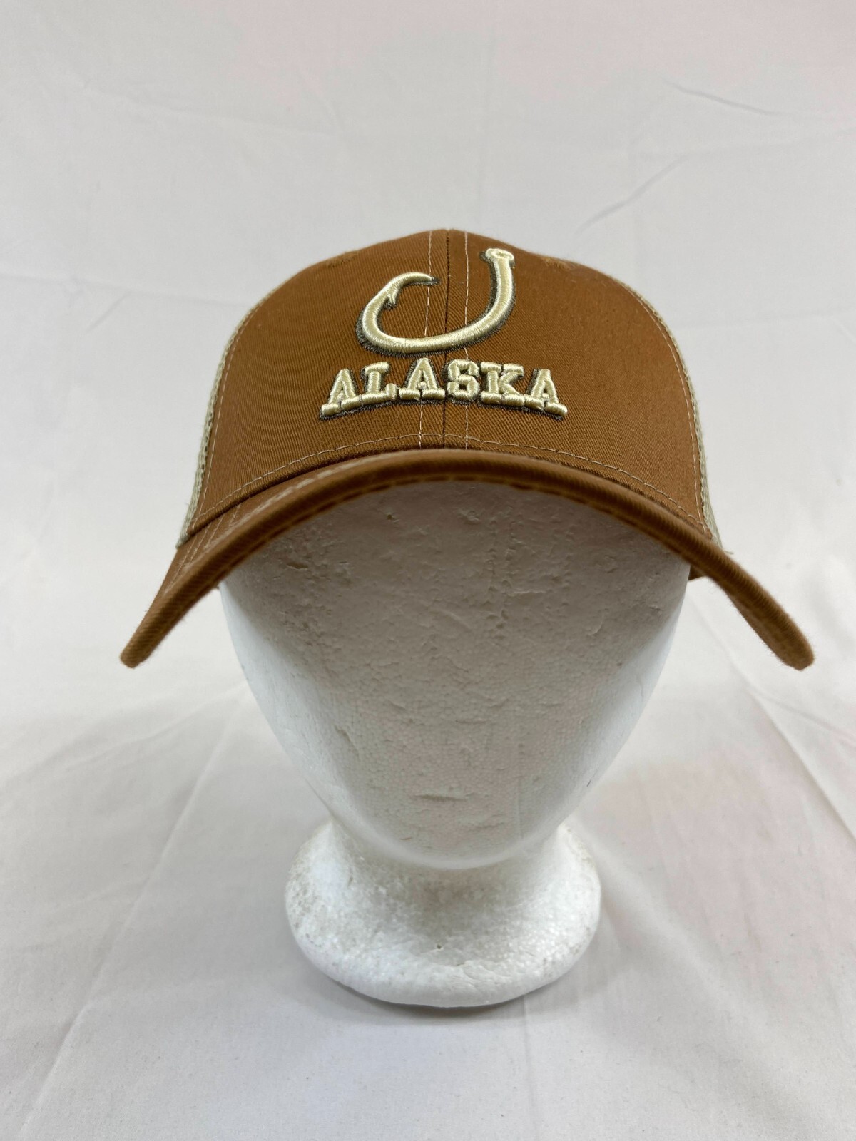 Alaska Fishing Baseball Cap Snapback Hat Mesh Back Brown Hook Hunting ...