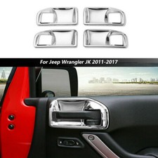 4pcs Door Handle Bowl Cover Trim Chrome For Jeep Wrangler Jk 2011-17 Accessories