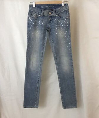 Guess Womens Rhinestone Sparkle Bling Denim Jeans 24