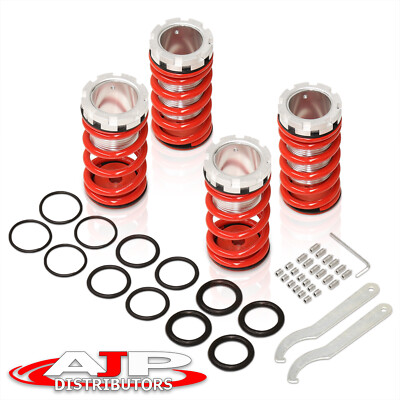 Adjustable Lowering Spring Coilover Sleeves Red For 1989-1999 Mitsubishi Eclipse