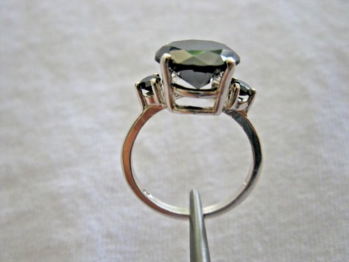 4.20ctw REAL 3 BLACK DIAMONDS RING,CERTIFICATE,FREE DIA TESTER Sz 5,6,7,8,9,10, - Picture 5 of 11