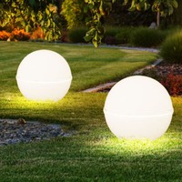 AußEnleuchte Kugellampe Gartenlampe Erdspieß Terrassenlampe Weiß H 61 Cm 2Er Set