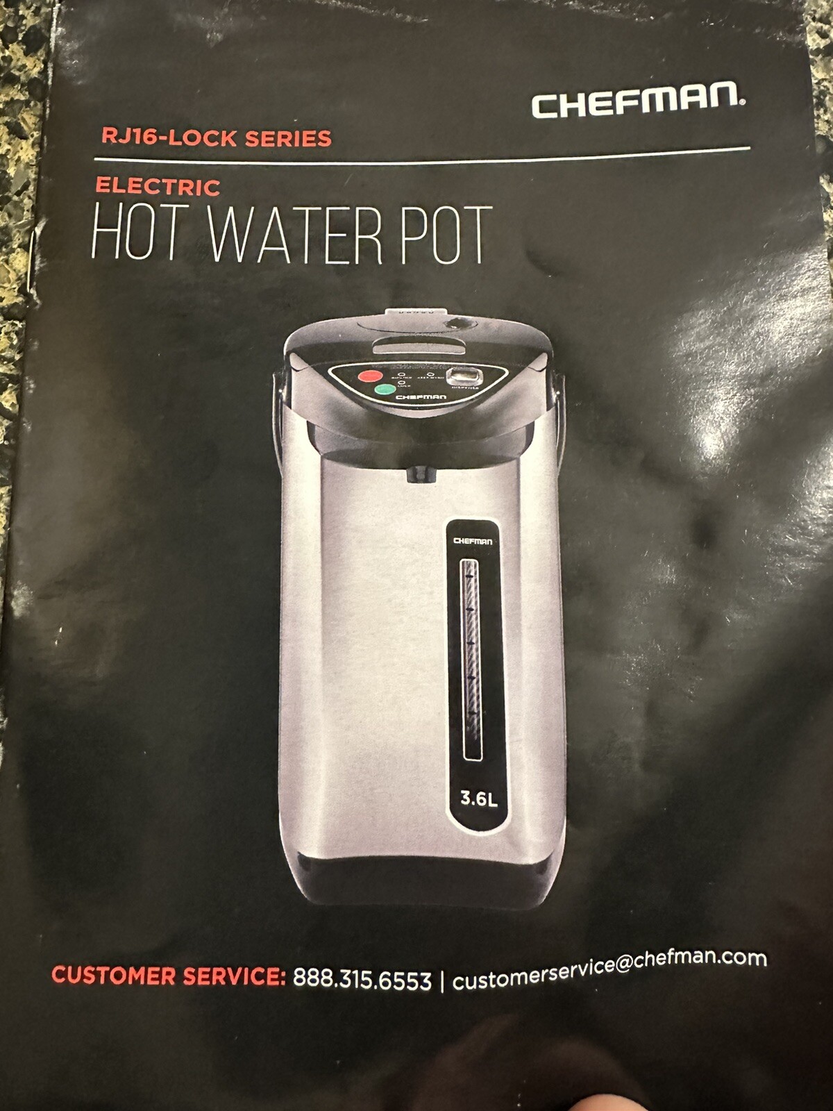 Chefman Electric Hot Water Pot Urn with Safety Lock, Stainless Steel, 5