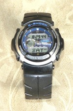 BLACK BLUE CASIO G-SHOCK G-300 ALARM CHRONOGRAPH WR 200M WATCH 3750 EXCELLENT