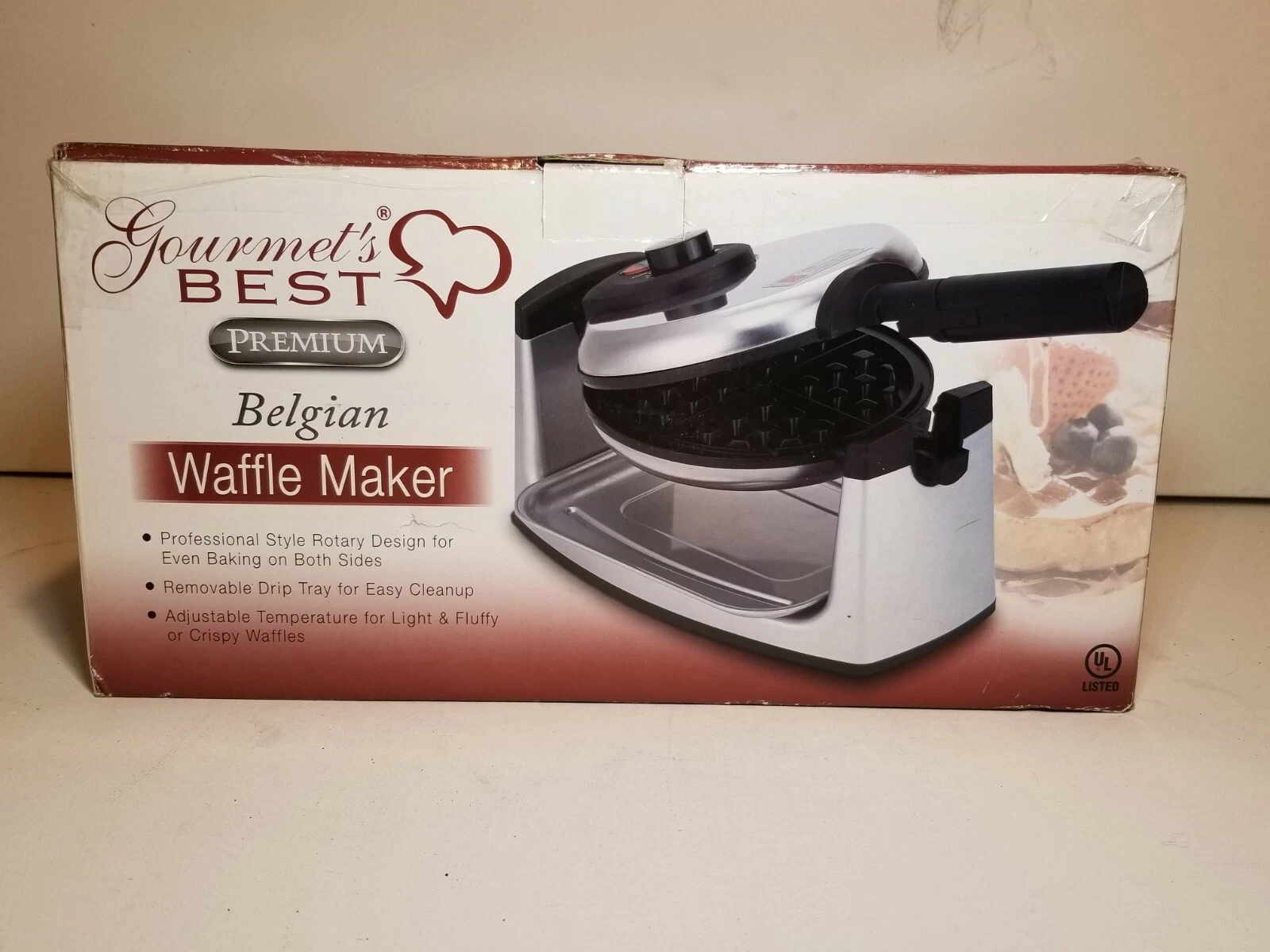 Gourmet’s Best Premium Rotary Flip Belgian Waffle Maker Non Stick SW-087A NEW