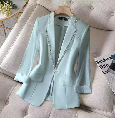 Rhinestone Women's Lady Glitter Jacket Dress Blazer Lapel Coat Slim Fit Fashion