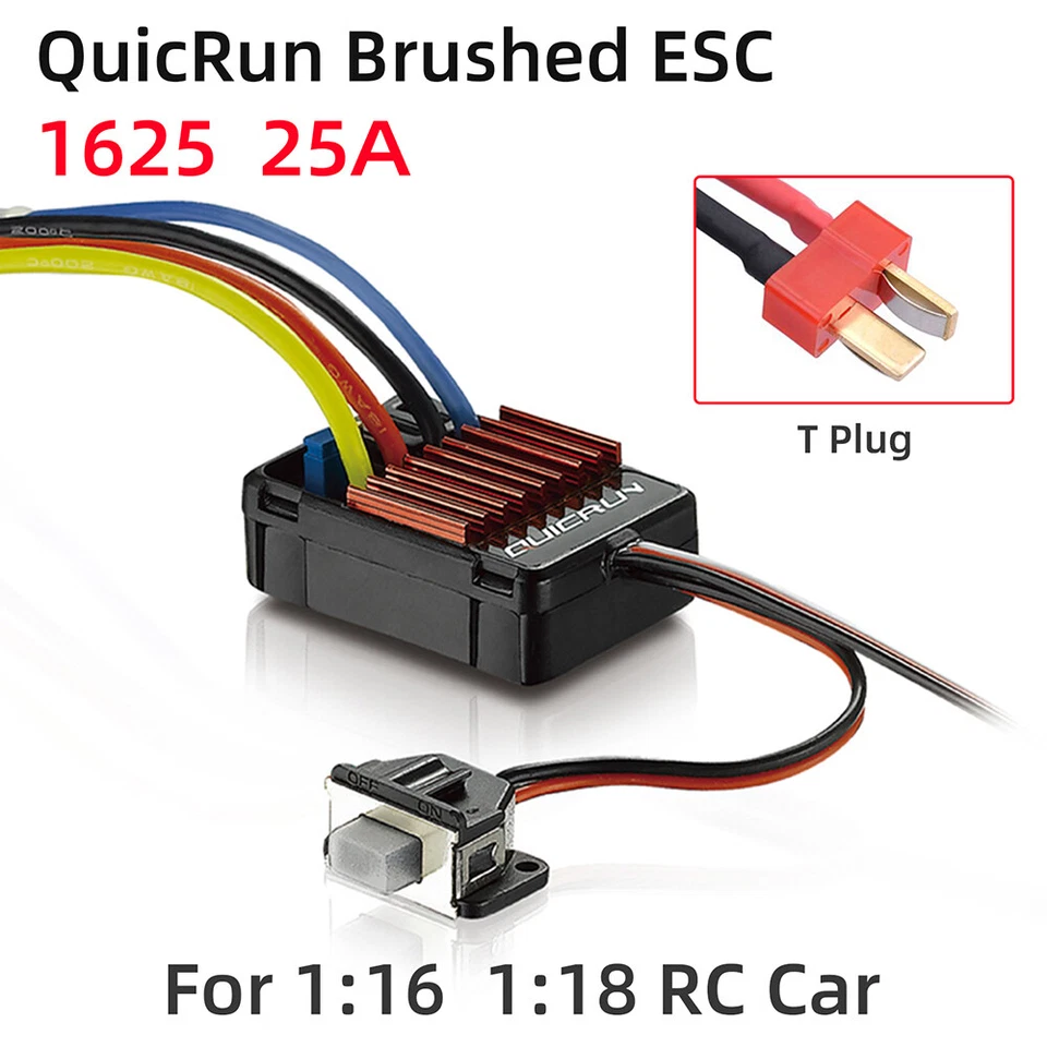 Hobbywing 1060 60A 1625 25A 1080 80A ESC 2-3S LiPo für 1:10 1:18 1:16 RC Auto - Bild 3 von 4