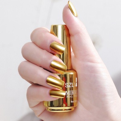 Quick-drying Nail Polish Mirror Effect Gold Silver Metallic Color Nail Decor  