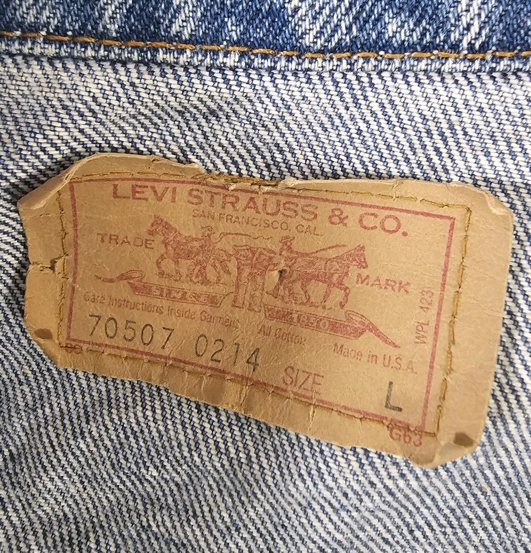 Vintage 80s Levi's Trucker Denim Jacket Size L 70507 0214 Made in USA