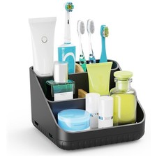 Toothbrush Holders for Bathrooms,6 Slots, Detachable for Easy Clean, Black