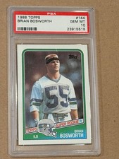 1988 Topps #144 Brian Bosworth ROOKIE Card PSA 10 Seattle Seahawks 