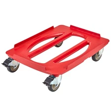 Red Food Service Dolly Supports 300 Lbs Durable Abs Plastic With Swivel Casters