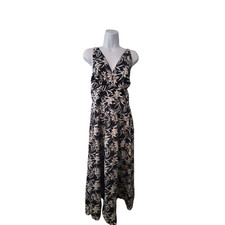 Madewell smocked halter midi dress womens 12 poplin deep indigo tropical floral