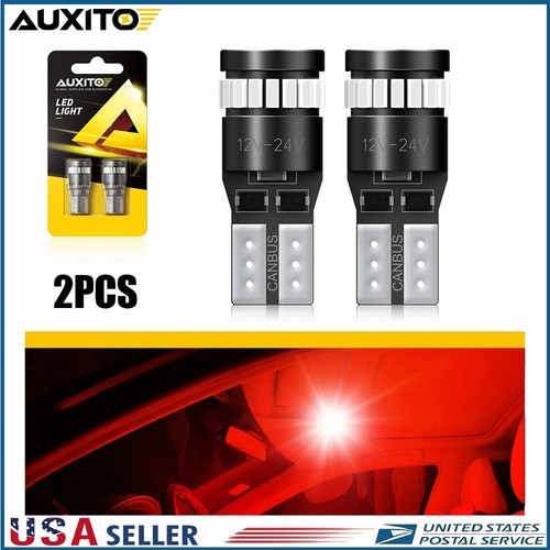 AUXITO T10 194 LED Red Dome License Stop Light Bulb High Power Super ...