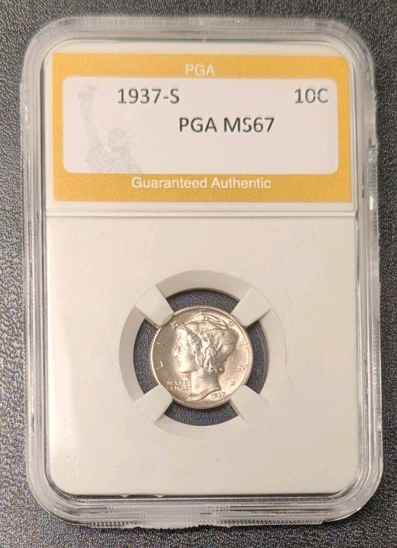 1937-S Mercury dime 10C PGA MS 67