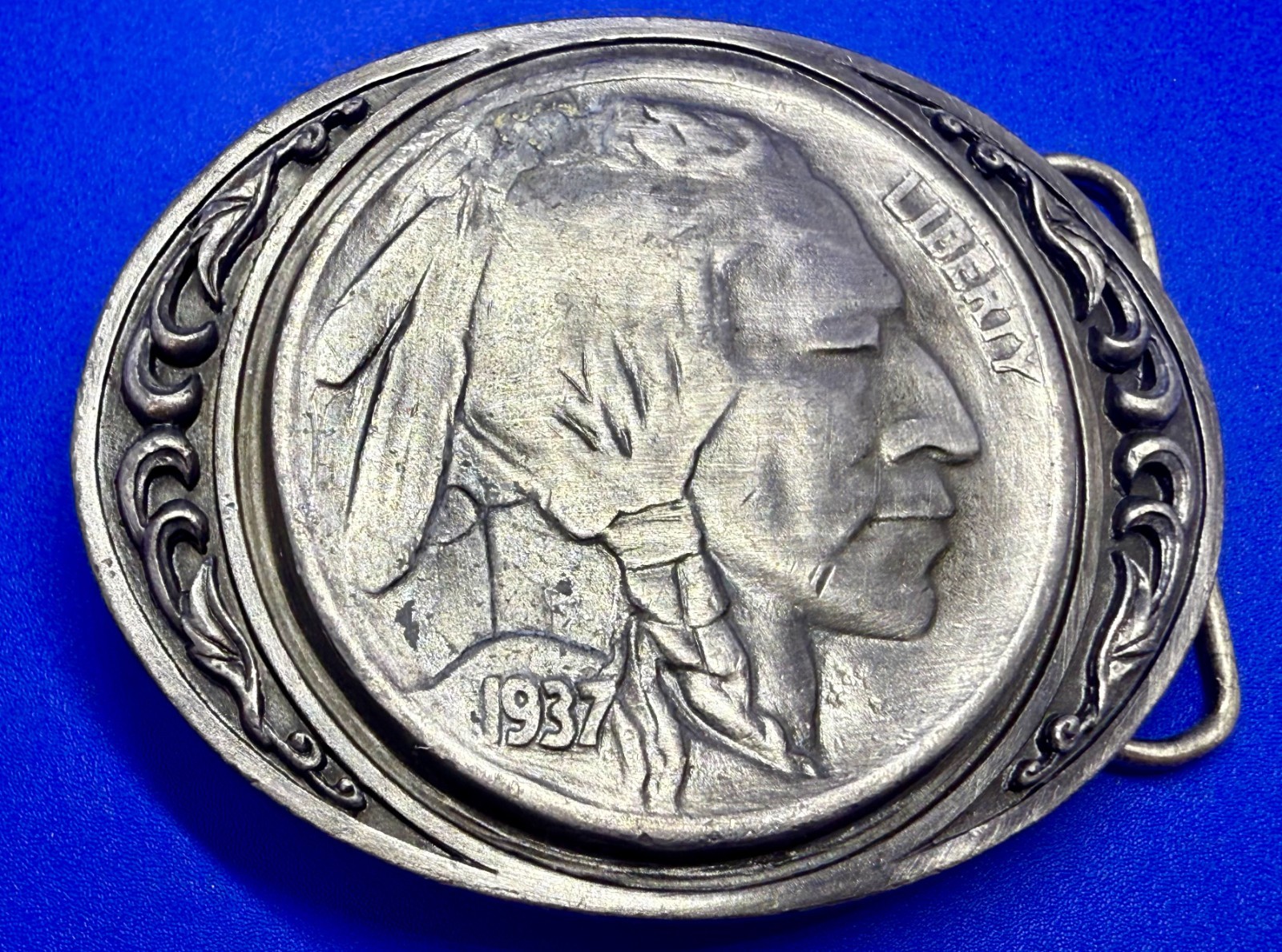 Indian Chief Head Coin Liberty 1937 Vintage 1988 Siskiyou Belt Buckle N-80