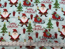 OOP 2011 Christmas Santa and his Sleigh 100 Cotton Fabric - BTHY: 18 x 44