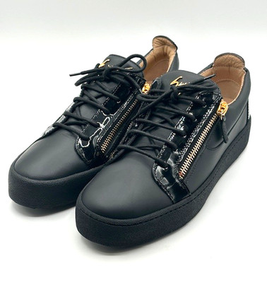 Giuseppe Zanotti Men s Frankie Black Leather Low-Top Sneakers  Size 43 EU/US 10