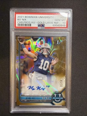 2021-22 Bowman University - Bowman Chrome Prospect Autographs Bo Nix /50
