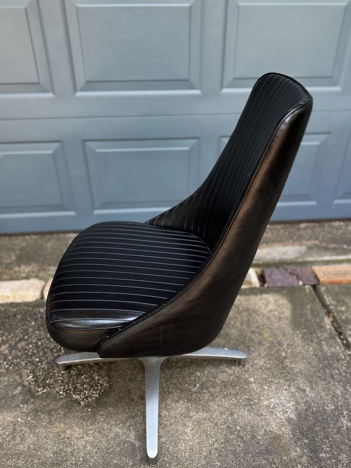 Vtg Mid Century Chromcraft Sculptura 68 Millenium Black Swival Chair - Image 3 of 4