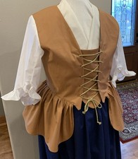 XL Brown Cotton Bodice/Short Gown. Colonial, Outlander, Ren Faire, Pirate-NWOT