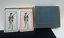 Vtg Playing Cards Continental Insurance Co. Soldier Militia 2 Decks in case