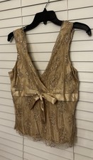 VTG Y2K Lace Mesh Embellished Babydoll Top S Fairy Boho-Chic Fairy Romantic