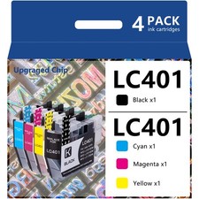 4 Pack LC401 Ink Cartridges for Brother MFC-J1010DW MFC-J1012DW MFC-J1170DW