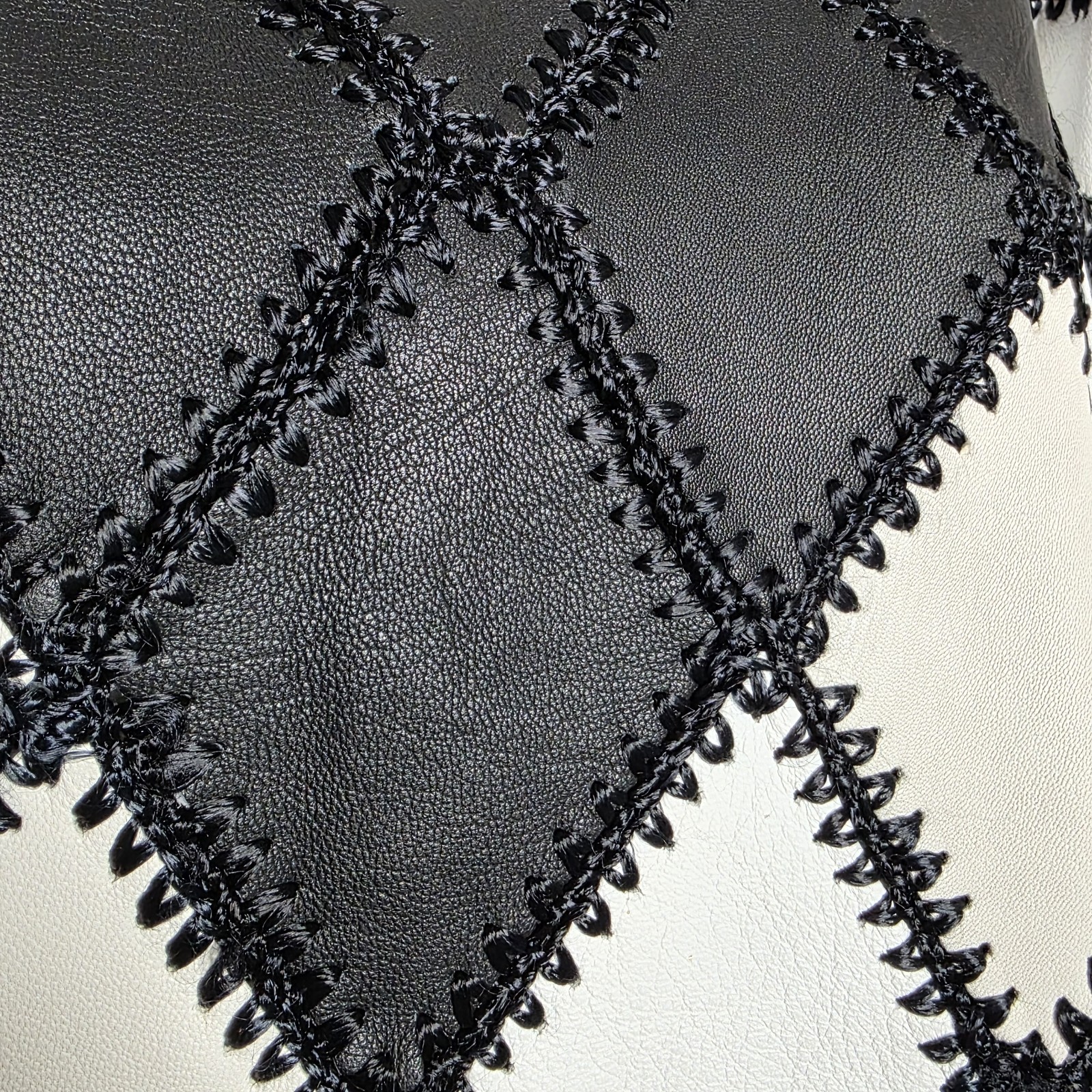 Vintage Leather Argyle Patchwork Batwing Top & Mi… - image 10