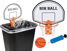 Clip-On Trash Can Basketball Set Includes Clip-On Hoop, Inflatable Mini Basketb