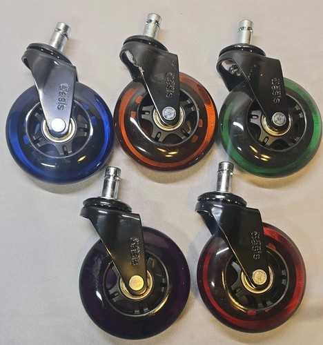 The Office Oasis (Set of 5) Rainbow Original Office Chair Wheels Rollerblade 3"