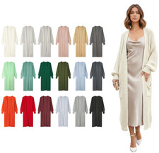 Maxi Strickjacke Damen Strickmantel Cardigan lang Boho 38-42 (SH-6400)