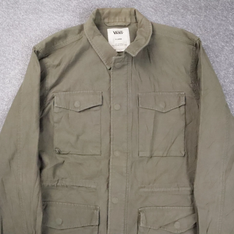 Chaqueta Vans Estilo Militar Verde Oliva XL Bolsillo Pesado Manga Larga Foto 3 de 4