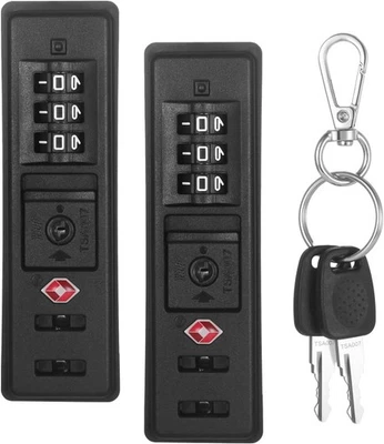 COGGUEPE 2 PCS TSA Certified Embedded T-S-A 007 Zipper Luggage Locks, Suitable Black
