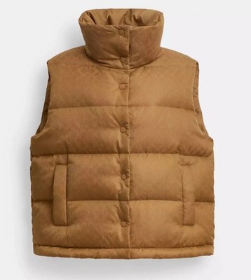 Coach Women's Chai Signature Jacquard Puffer Vest (CV306) Size Large L RARE  