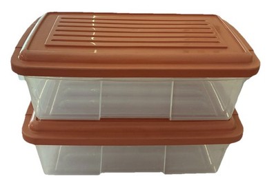 Vintage Tucker Housewares Bins Totes Clear Orange Small 12x7x4” (2