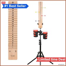 Cornhole Score Keeper Set Tripod Scoreboard with Cup Holders Wooden Outdoor