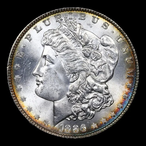 1886 P Morgan  Dollar Toning Overse And Reverse Mint State
