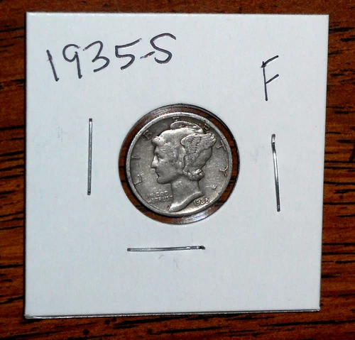1935-S  SILVER MERCURY DIME - GRADES "EXTREMELY FINE"