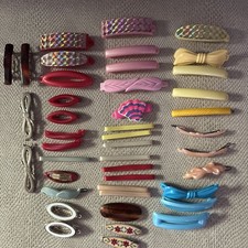 Vintage Lot Of 43 Misc Snap Tight Barrettes Hair Clips France USA 15 Pair