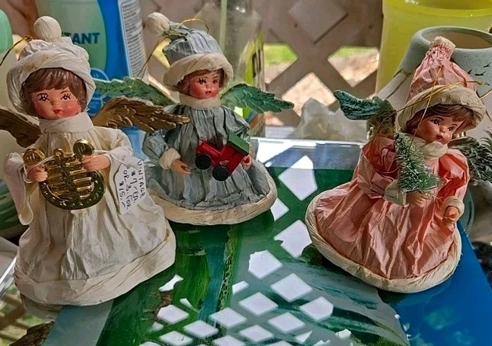 Vnt Paper Mache Christmas Carol Angel Ornaments Set Of 3 Republic Of China