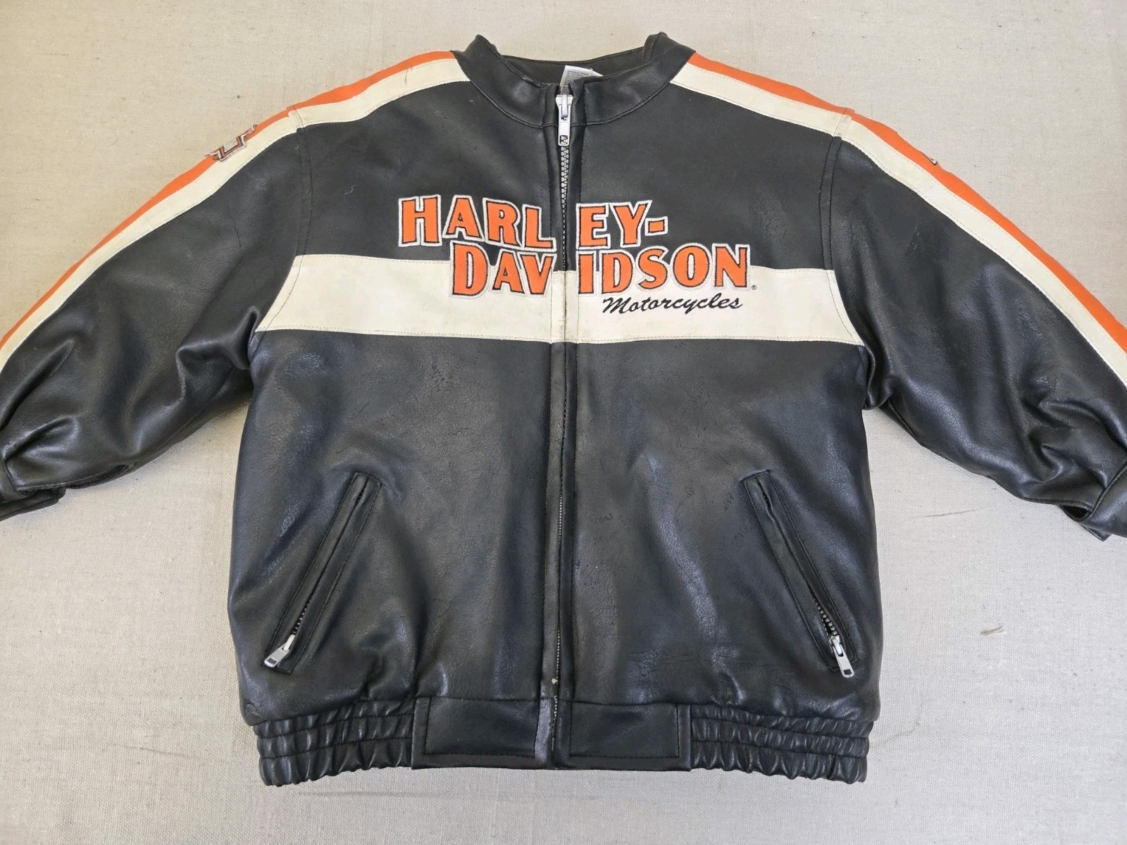 Vintage 90s Kids Harley Davidson Faux Leather Jacket Size 4t