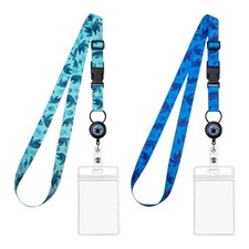 2 PCS Lanyard Card Holders With Adjustment Buckle And Retractable Badge Reel