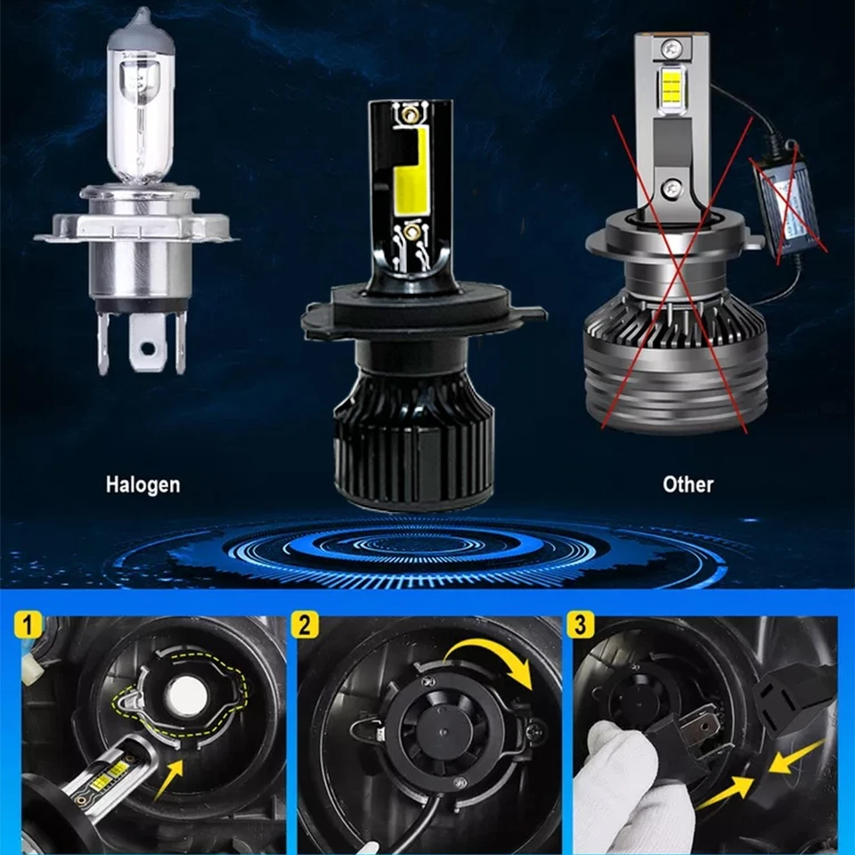 4Pcs 5.75" 5-3/4" LED Headlight Hi/Lo Beam H4 For 1961-1963 Ford Thunderbird Foto 3 de 4