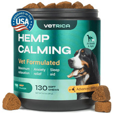 VETRICA Anxiety Relief Calming Chews for Dogs w/Valerian Root, Hemp Oil 130 Ct
