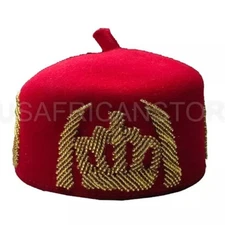 Red High Chief Igbo Cap For Men, Igbo Traditional High Chieftaincy Red Hat