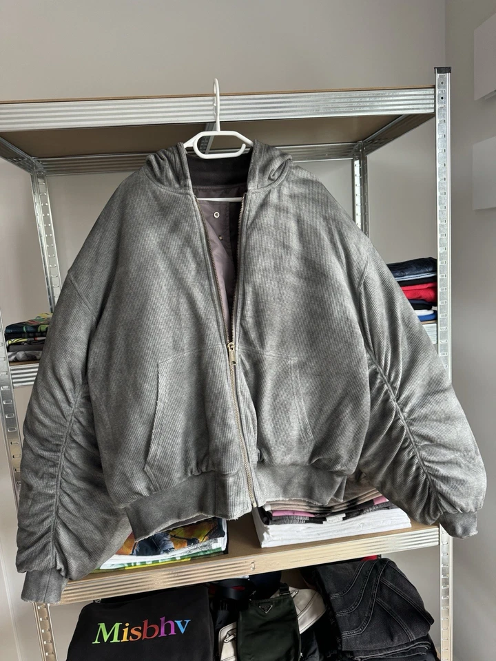 CHAQUETA BOMBER REVERSIBLE NO FAITH STUDIOS NFS DESCOLORIDA BORGOÑA/GRIS Y2K HOMBRE TALLA L Foto 3 de 4