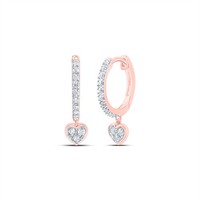 10K Rose Gold Original Diamant Damen Herz HäNger Rund Creolen 1/6 Karat